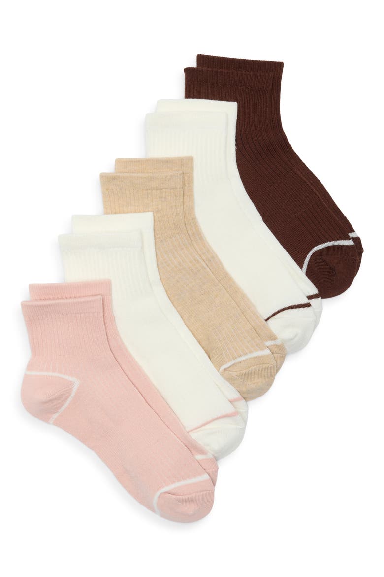 Assorted 5-Pack Rib Quarter Socks, Alternate, color, PINK MULTI PK