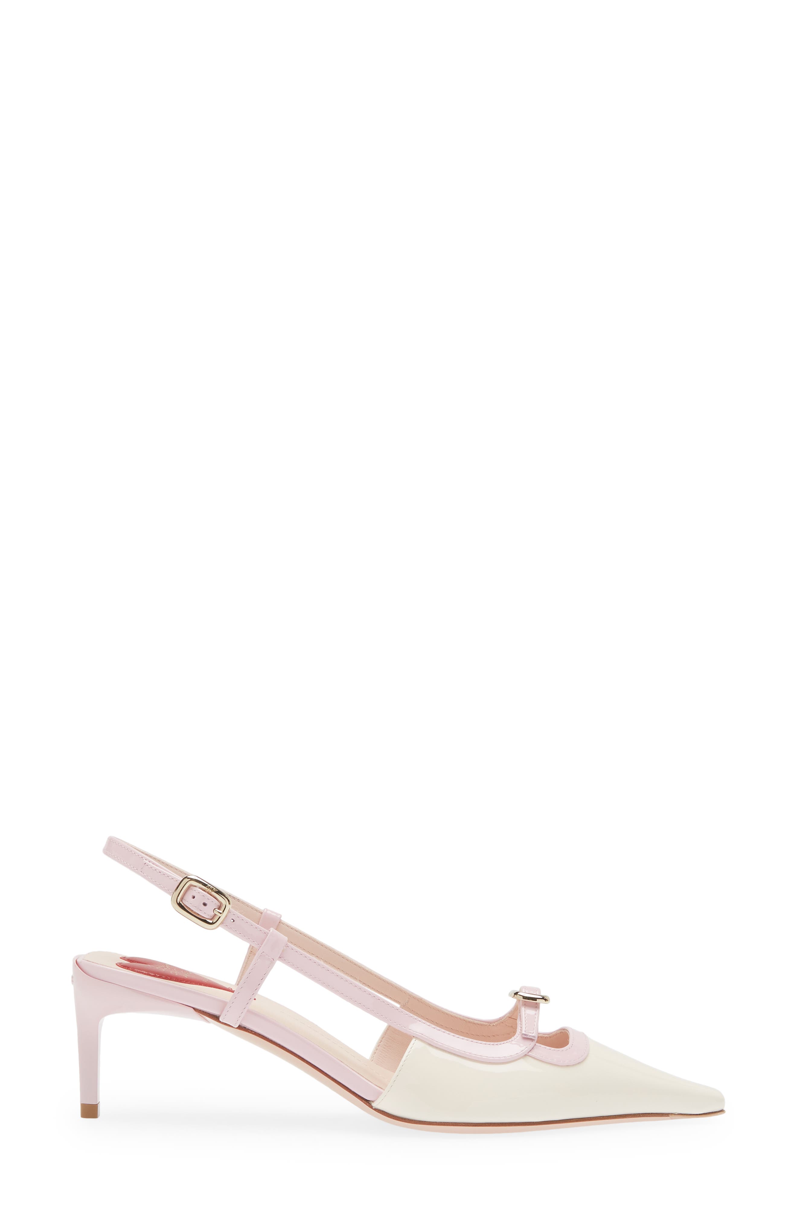 Mini Buckle Slingback Pump, Alternate, color, IVORY/ PINK