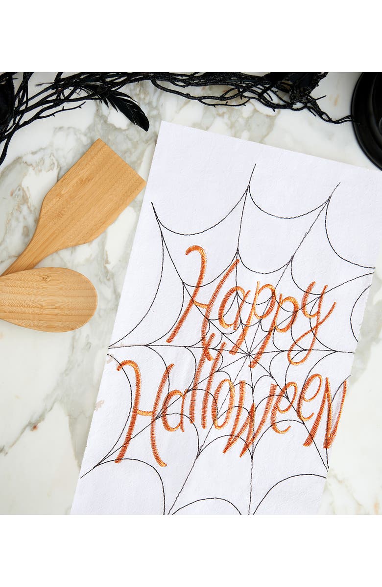 C&F Home Happy Halloween Embroidered Flour Sack Cotton Kitchen Towel, Alternate, color, White