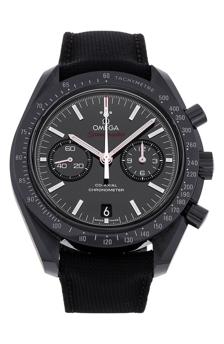 Watchfinder & Co. Omega Preowned 2019 Speedmaster Dark Side of the Moon 311.92.44.51.01.003 Nylon Strap Watch, 44mm, Main, color, Black