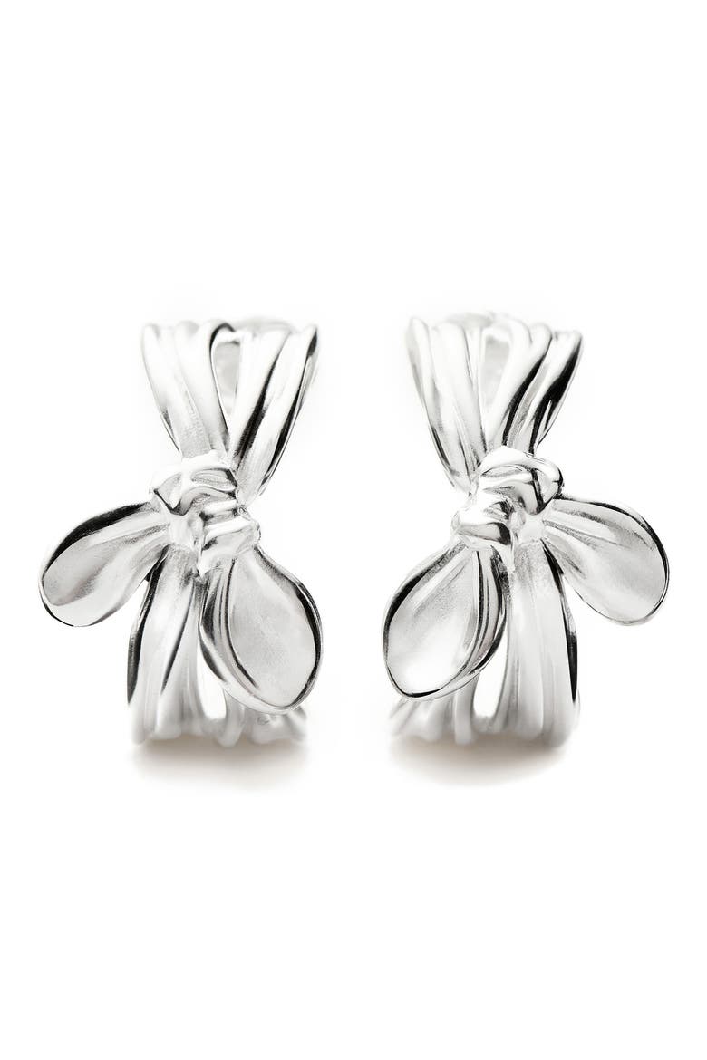 Mark Gong Bow Hoop Earrings, Alternate, color, SILVER