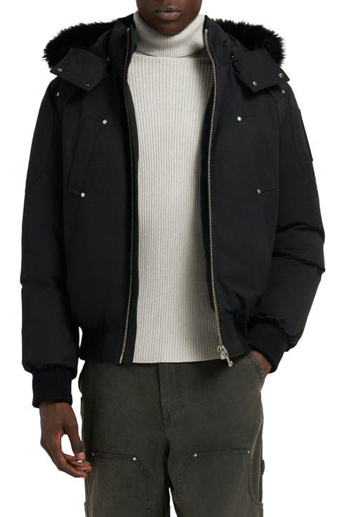 Original Genuine Shearling Trim Water & Wind Resistant 650 Fill Power Down Ballistic Bomber Jacket