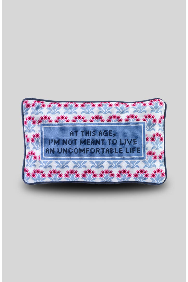 Uncomfortable Needlepoint Pillow, Main, color, Uncomfortable