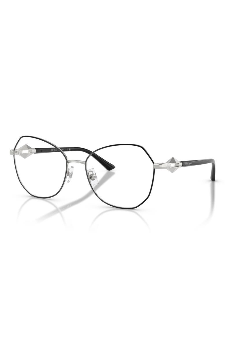 Jimmy Choo 55mm Round Optical Glasses, Alternate, color, Silver/ Black / Demo Lens