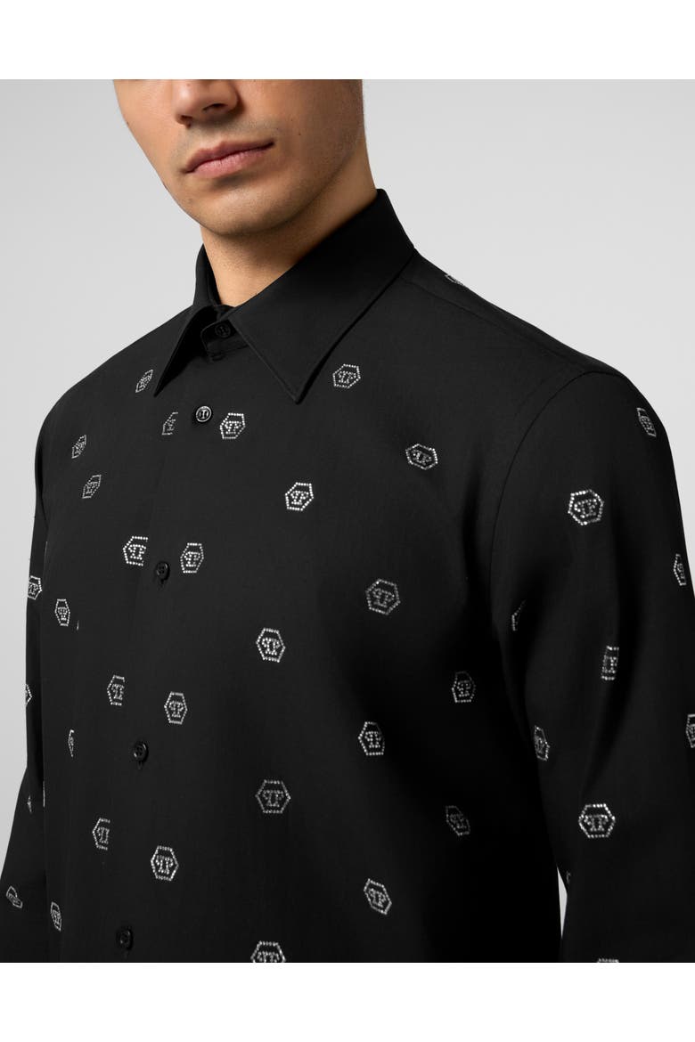 Sugar Daddy Cut Shirt Monogram Strass Men, Alternate, color, black