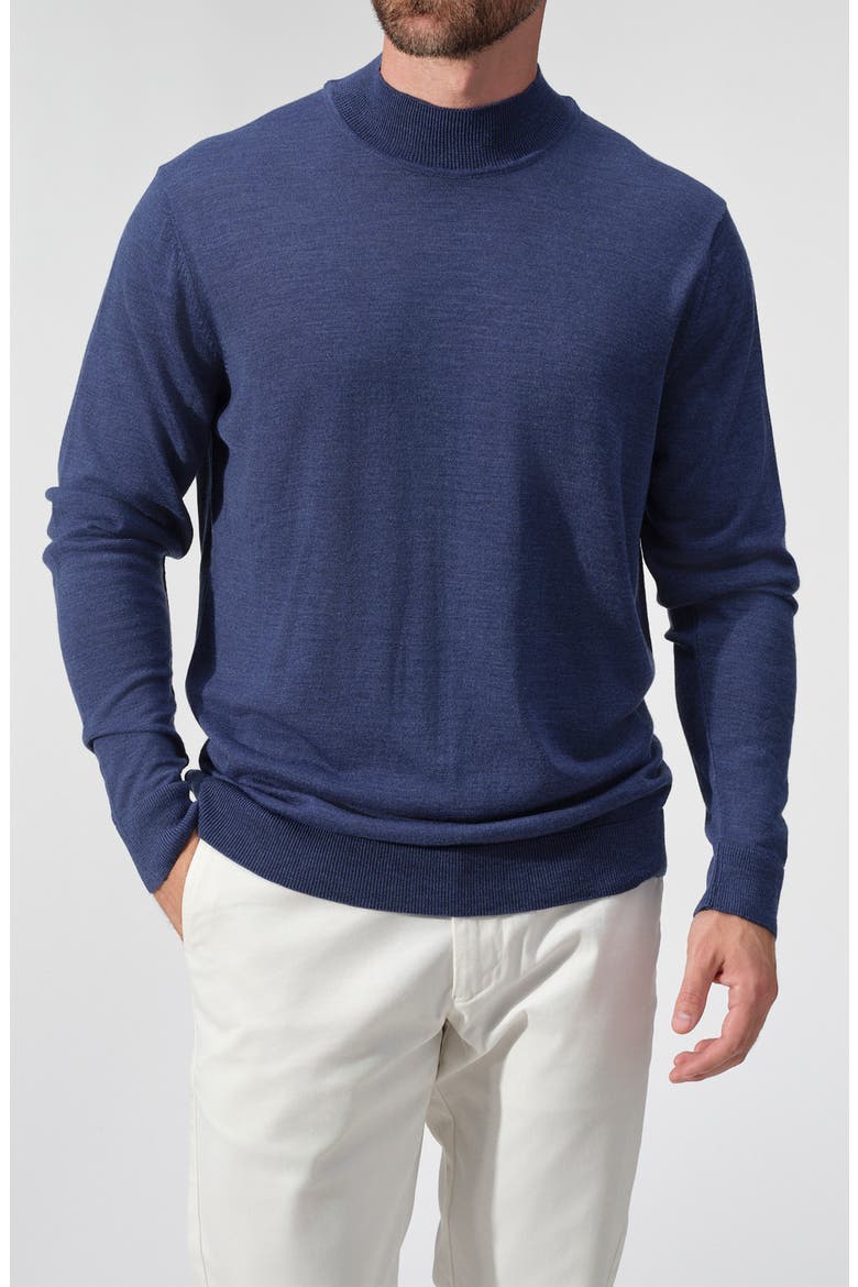 Featherweight Merino Mock Neck Sweater, Main, color, INDIGO
