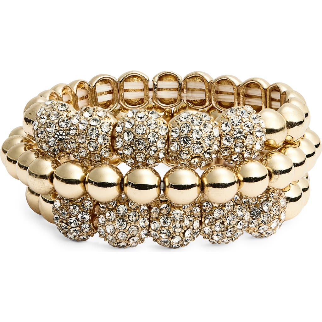 Tasha Set Of 3 Stone Ball Bracelets In Gold
