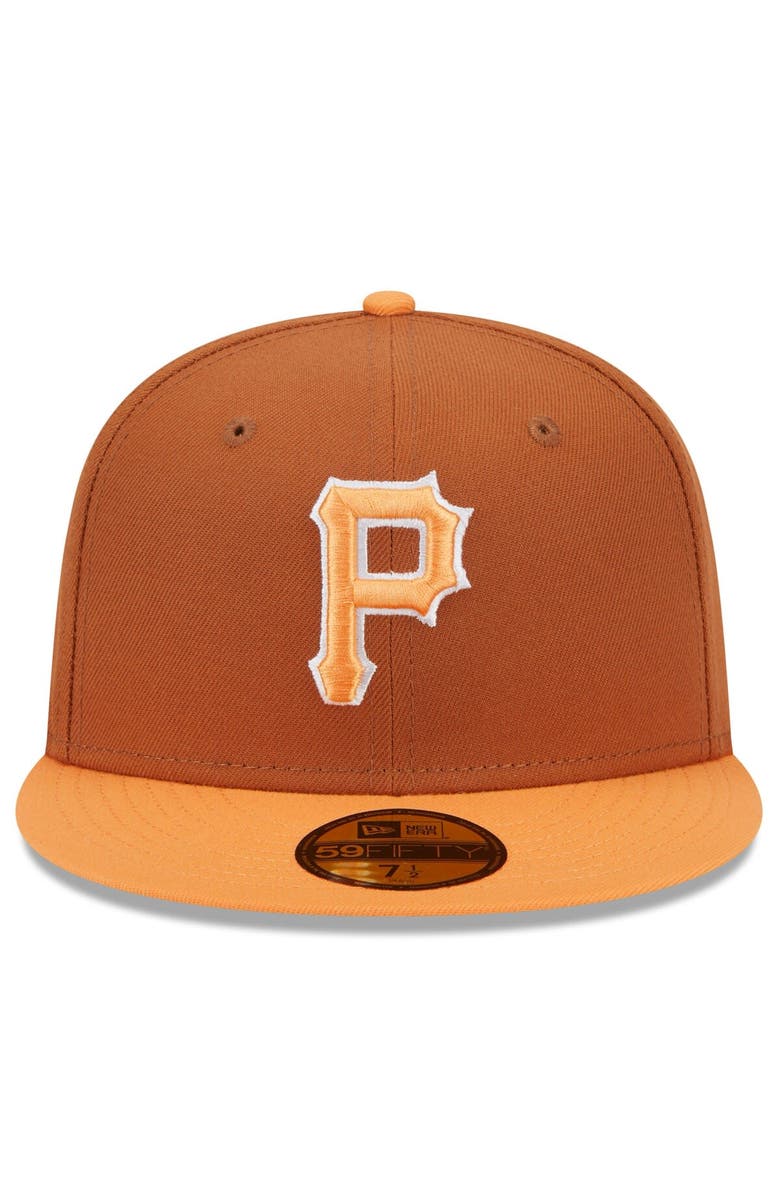 New Era Men's New Era Brown/Orange Pittsburgh Pirates Spring Color Basic Two-Tone 59FIFTY Fitted Hat, Alternate, color, 