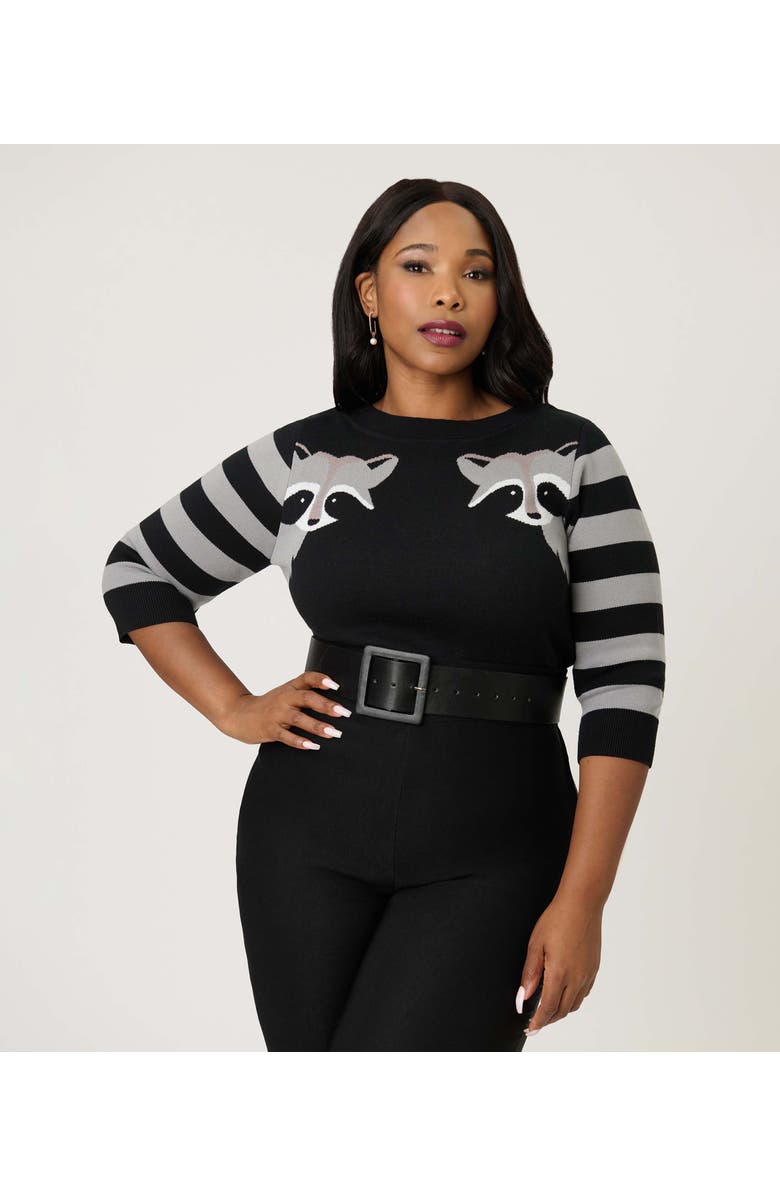 Unique Vintage Plus Size Minou Sweater, Main, color, Black & Grey Stripe