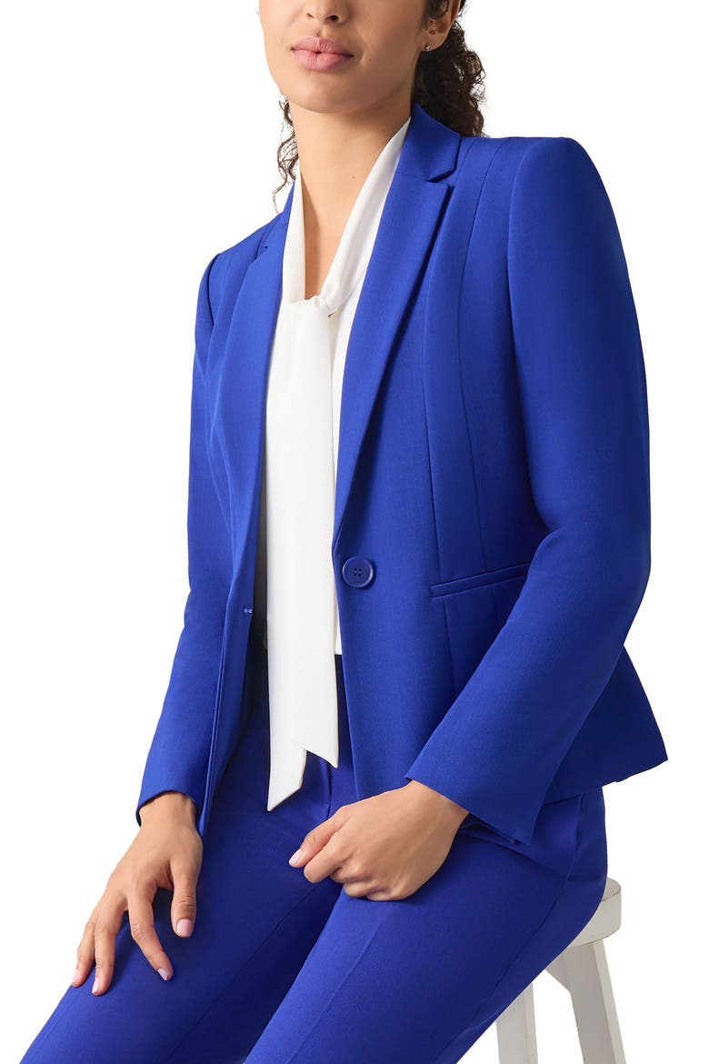 Stretch Crepe One-Button Blazer, Alternate, color, ROYAL SIGNATURE