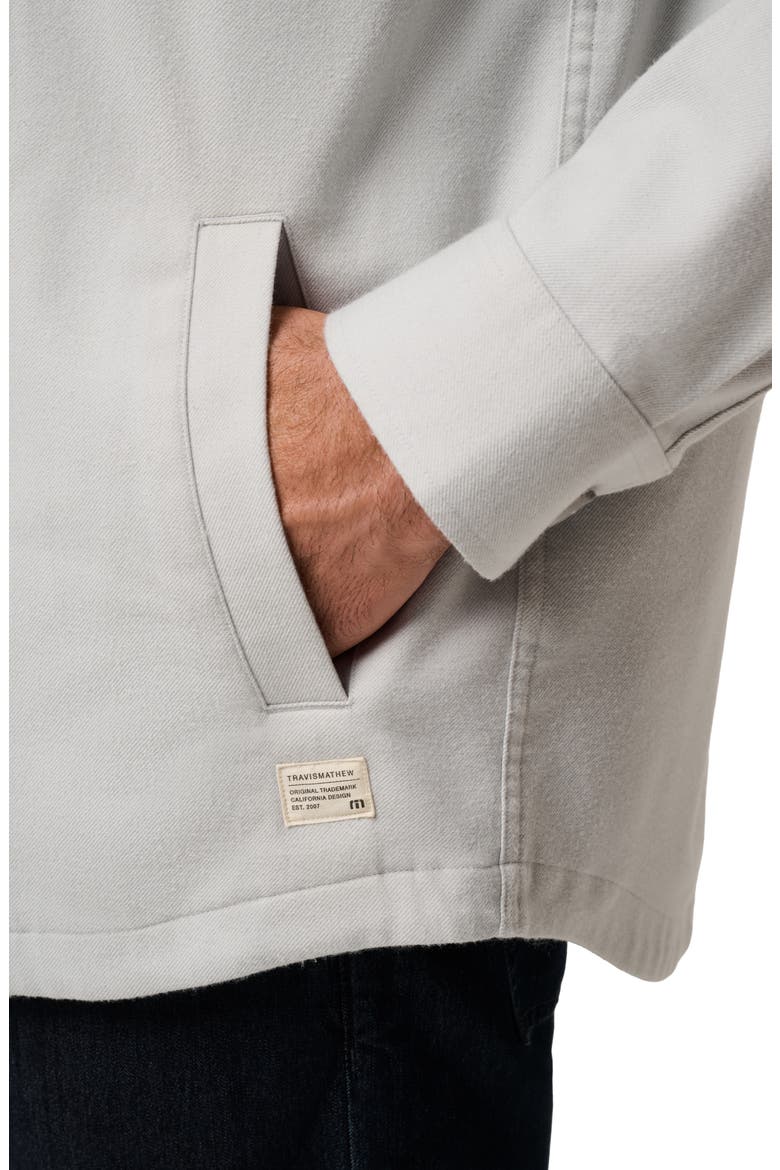 Wanna Bet Stretch Poplin Button-Up Shirt Jacket, Alternate, color, HEATHER LIGHT GREY