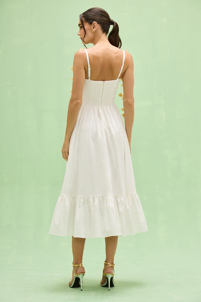 Tricoline Lotus Midi Dress, Alternate, color, OFF WHITE