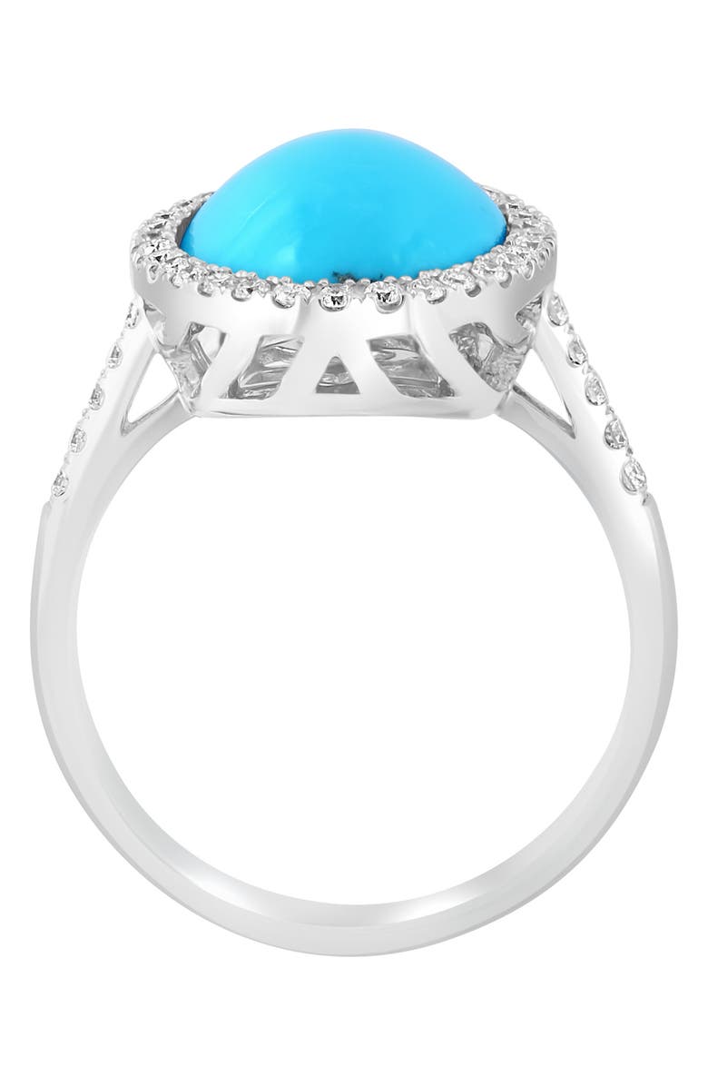EFFY 14K White Gold Diamond Halo Turquoise Ring - 0.29 ctw., Alternate, color, 