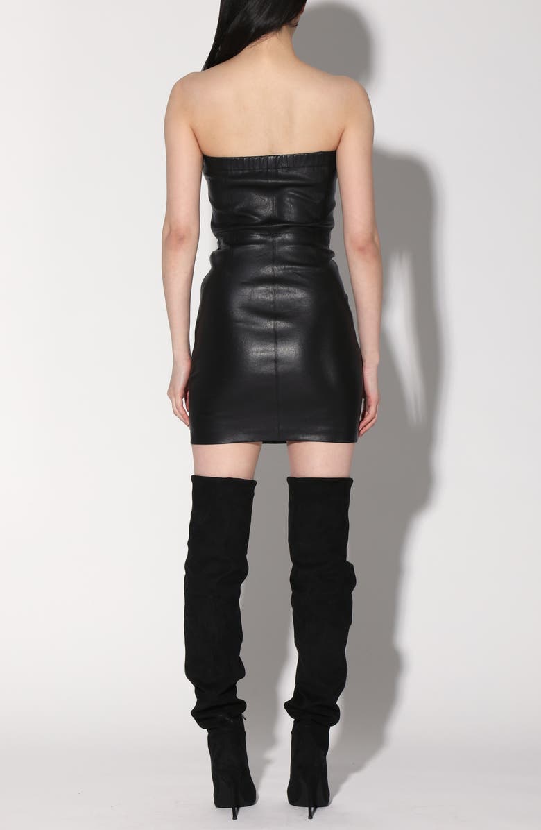 Walter Baker Elyssa Strapless Leather Minidress, Alternate, color, Black
