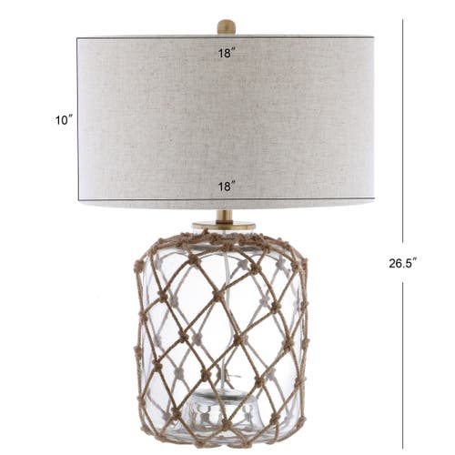 JONATHAN Y JONATHAN Y MER 26.5" GLASS AND ROPE LED TABLE LAMP, BROWN/CLEAR 