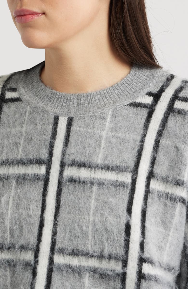 DELUC Jacob Plaid Jacquard Mock Neck Sweater, Alternate, color, Grey Melange