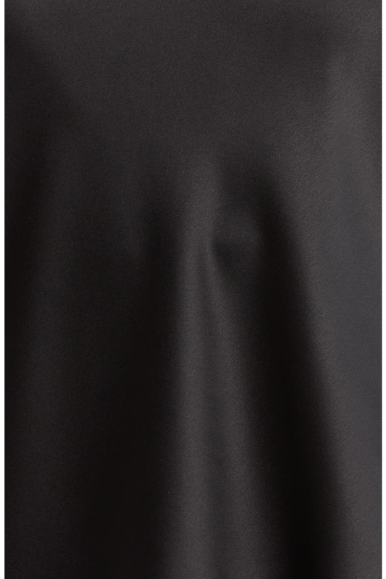Lace Trim Satin Pajamas, Alternate, color, BLACK