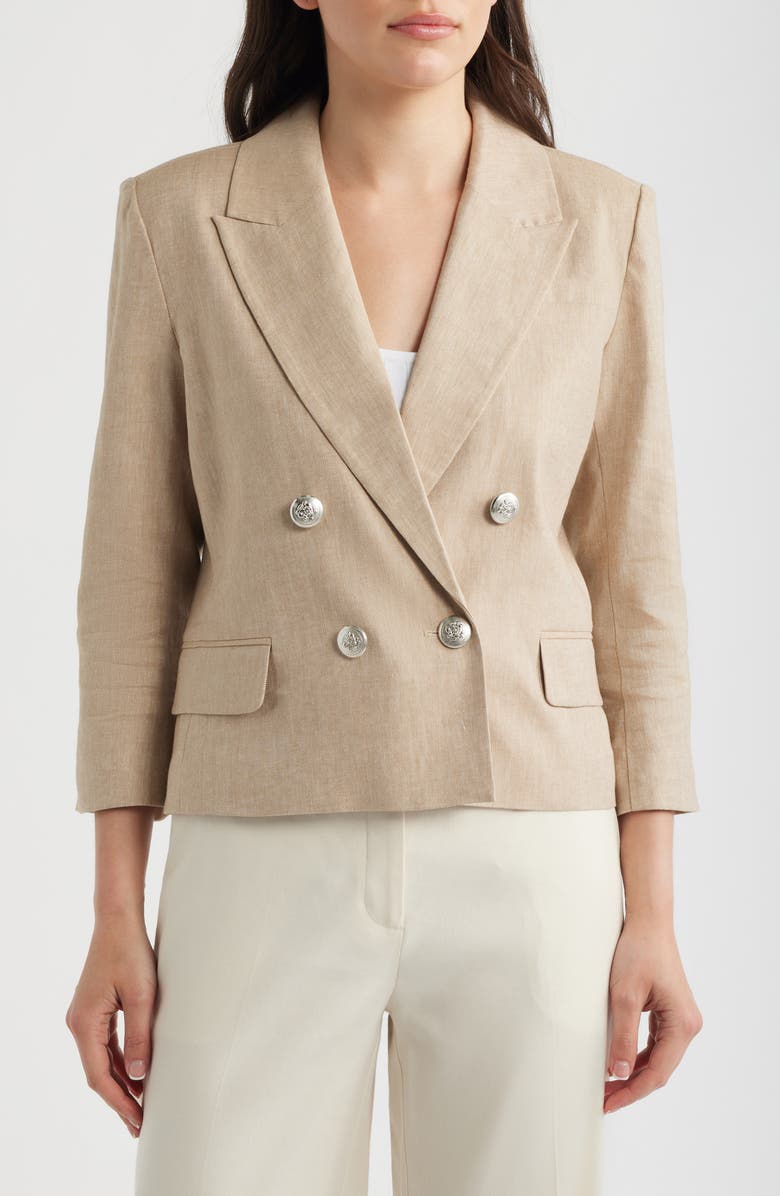 Halogen<sup>®</sup> Double Breasted Crop Blazer, Alternate, color, Pebble