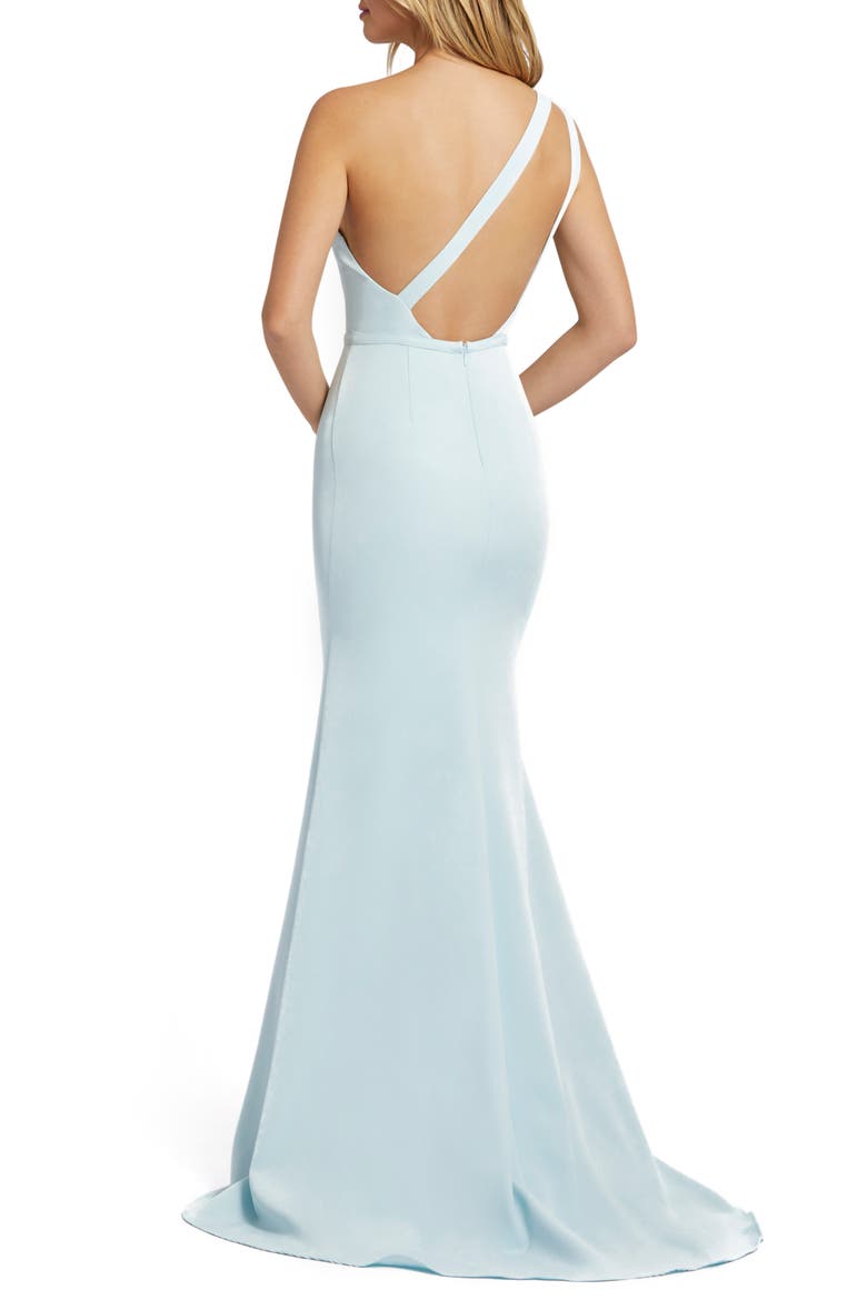 One Shoulder Jersey Mermaid Gown, Alternate, color, POWDER BLUE
