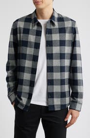 Vince Plaid Knit Button-Up Shirt Jacket