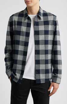 Vince Plaid Knit Button-Up Shirt Jacket