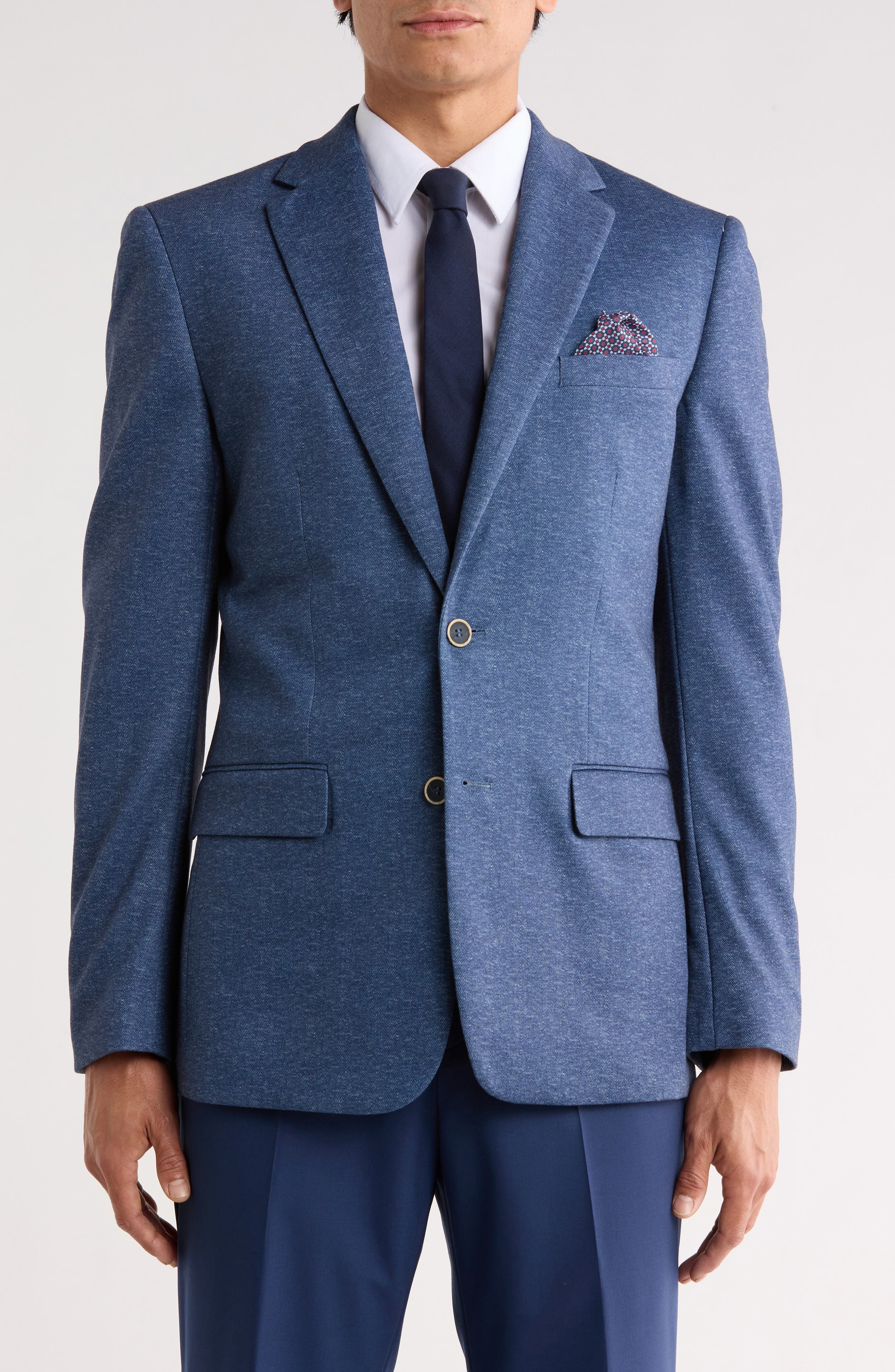 Duchamp Slim Fit Herringbone Knit Sport Coat
