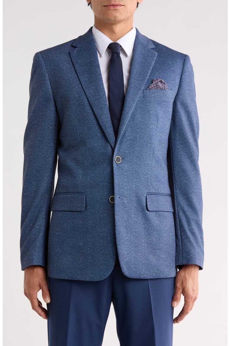Slim Fit Herringbone Knit Sport Coat, Main, color, NAVY