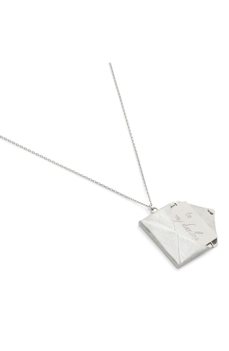 COACH Runway Envelope Long Necklace, Alternate, color, Antique Silver