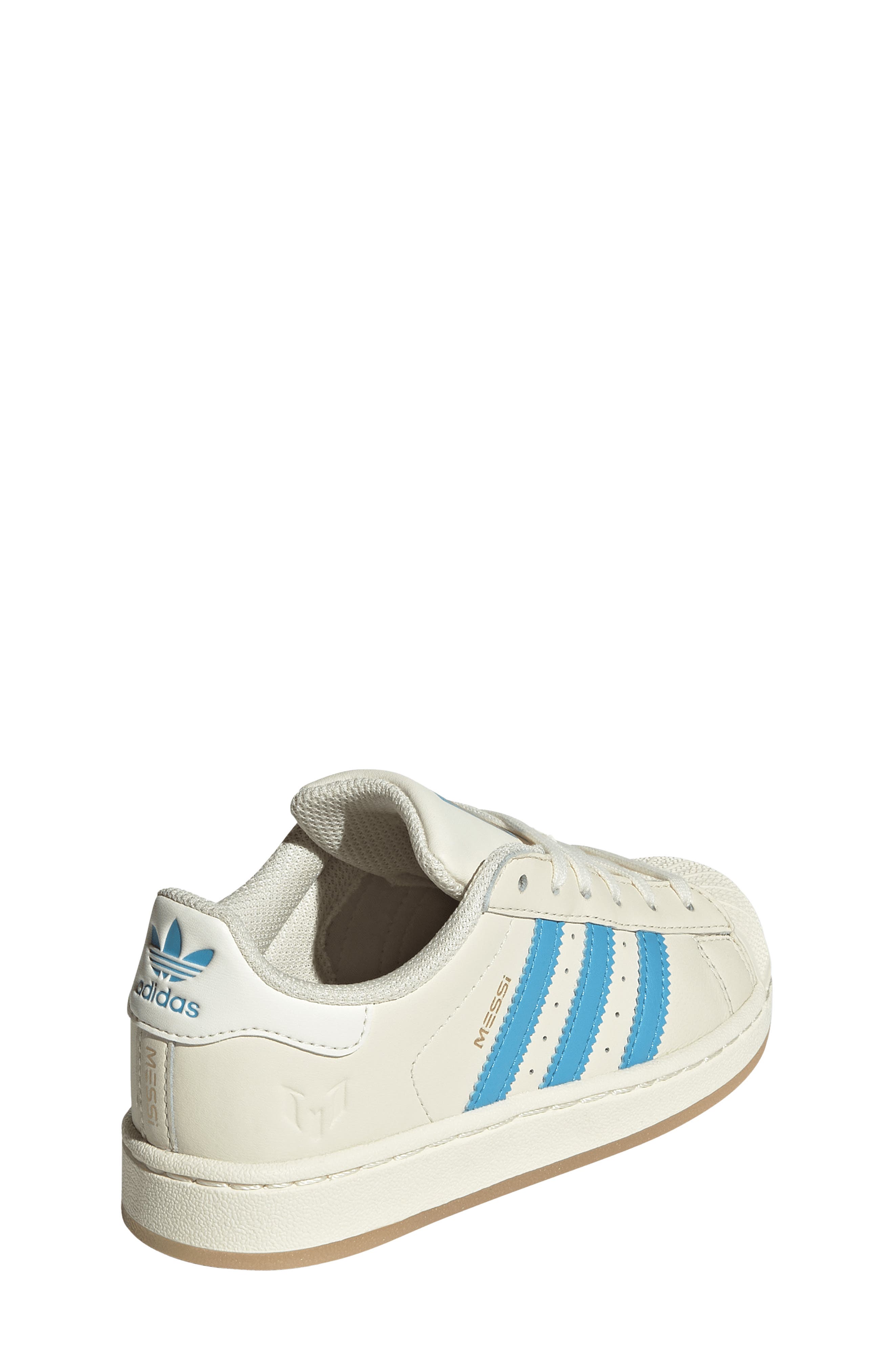 adidas Kids' Superstar Messi Sneaker, Alternate, color, Cream / Semi Blue / Gold