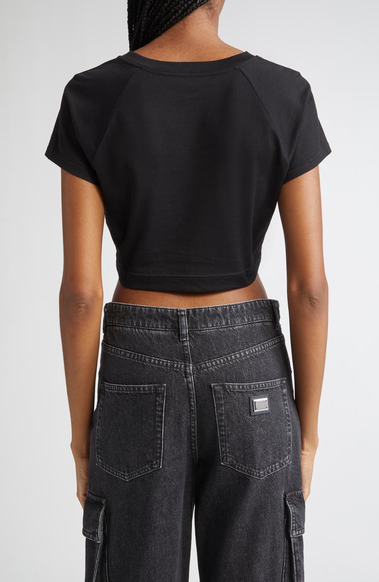 Dolce&Gabbana Logo Plate Crop Top, Alternate, color, N0000 Black