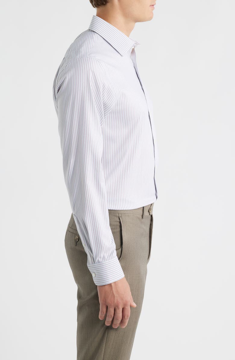 Nordstrom Trim Fit Stripe Premium Performance Twill Dress Shirt, Alternate, color, Blue- Red Torres Stripe