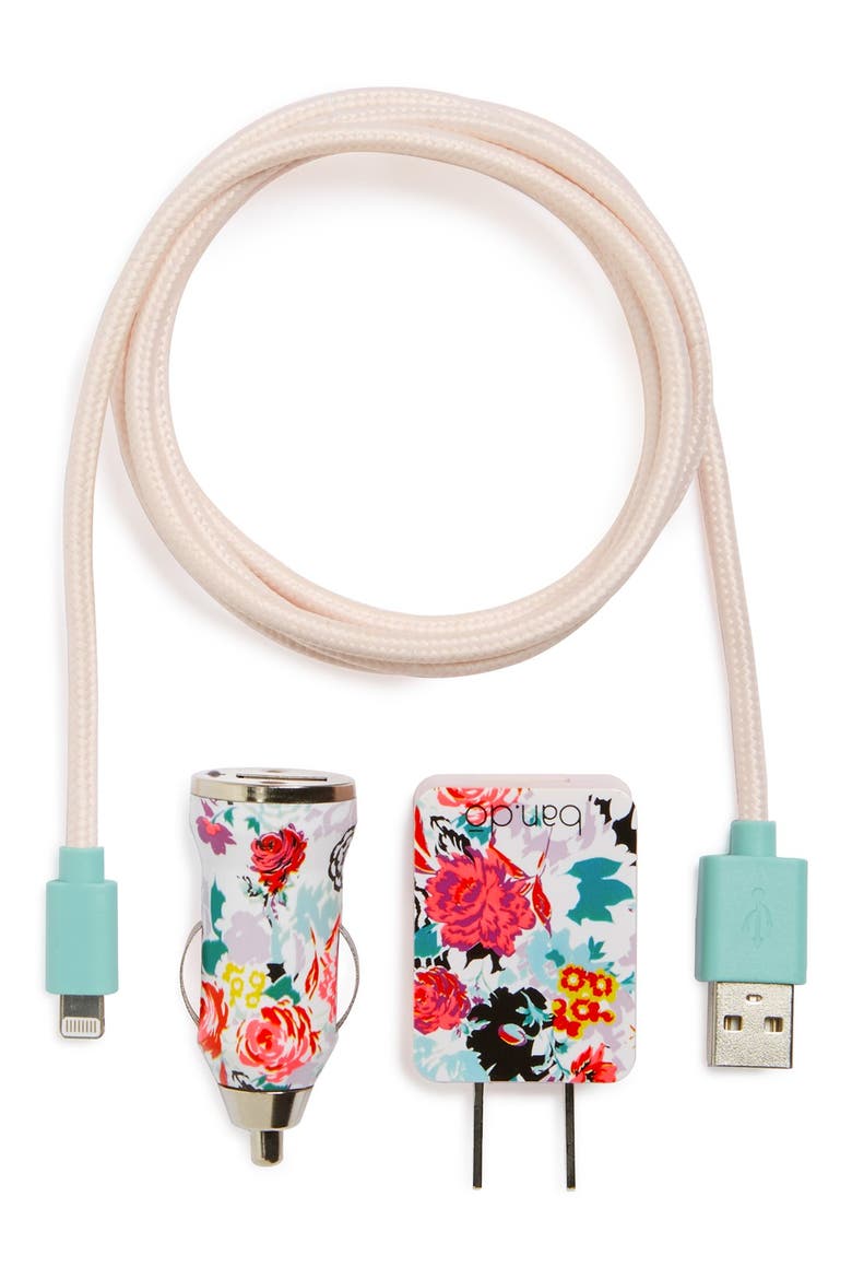'Power Trip' Floral Print iPhone 5, 5s, 6 & 6 Plus Charging Kit, Alternate, color, PINK MULTI