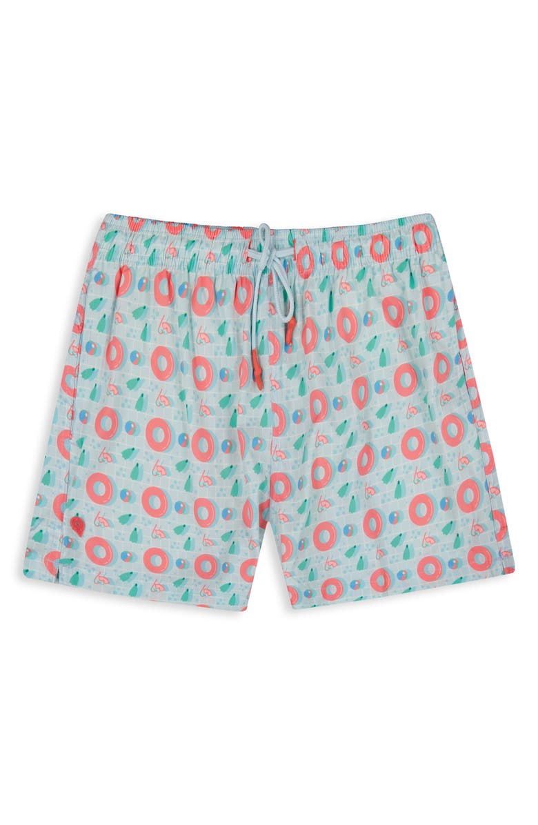Sunset x Vine Print Swim Trunks, Alternate, color, Light Blue