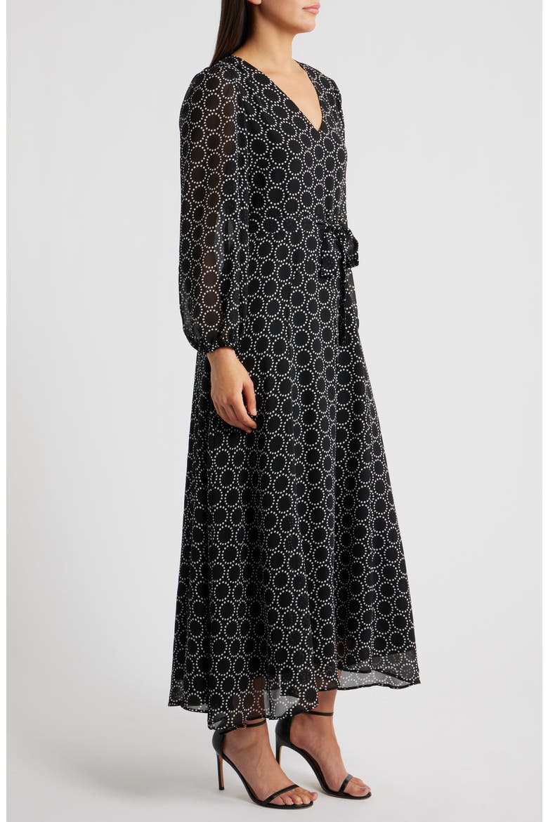 Abstract Print Long Sleeve Dress, Alternate, color, RICH BLACK