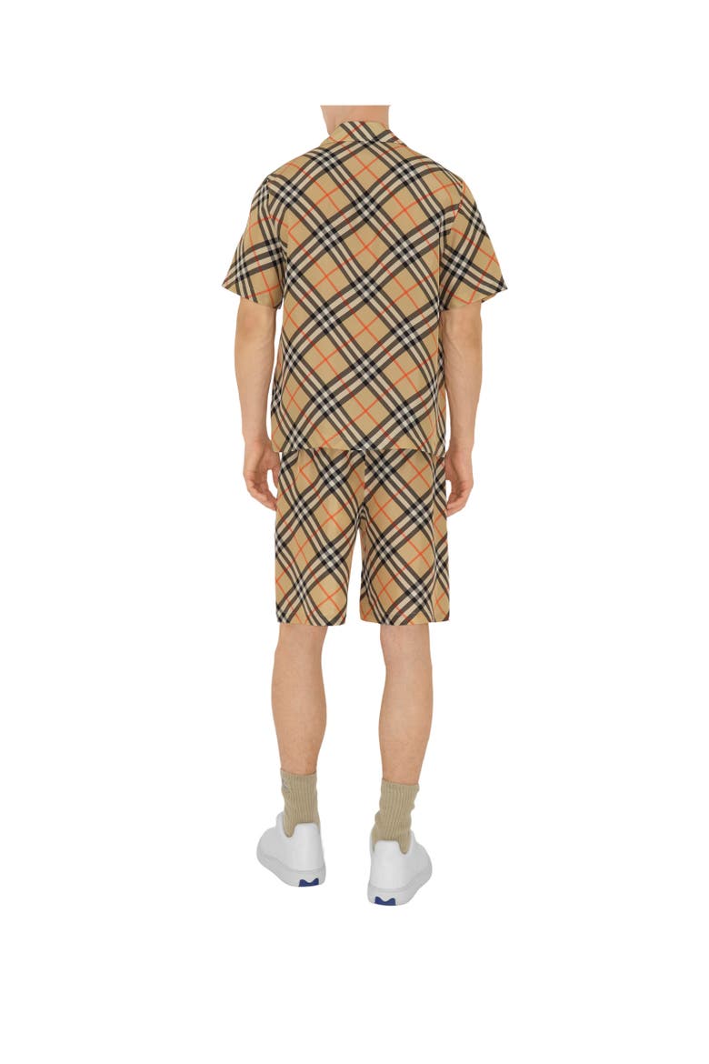 Oversized Check Silk Shirt, Alternate, color, Sand beige