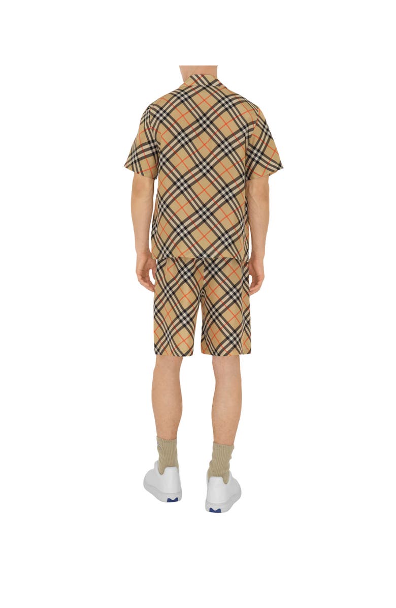 Burberry Oversized Check Silk Shirt, Alternate, color, Sand