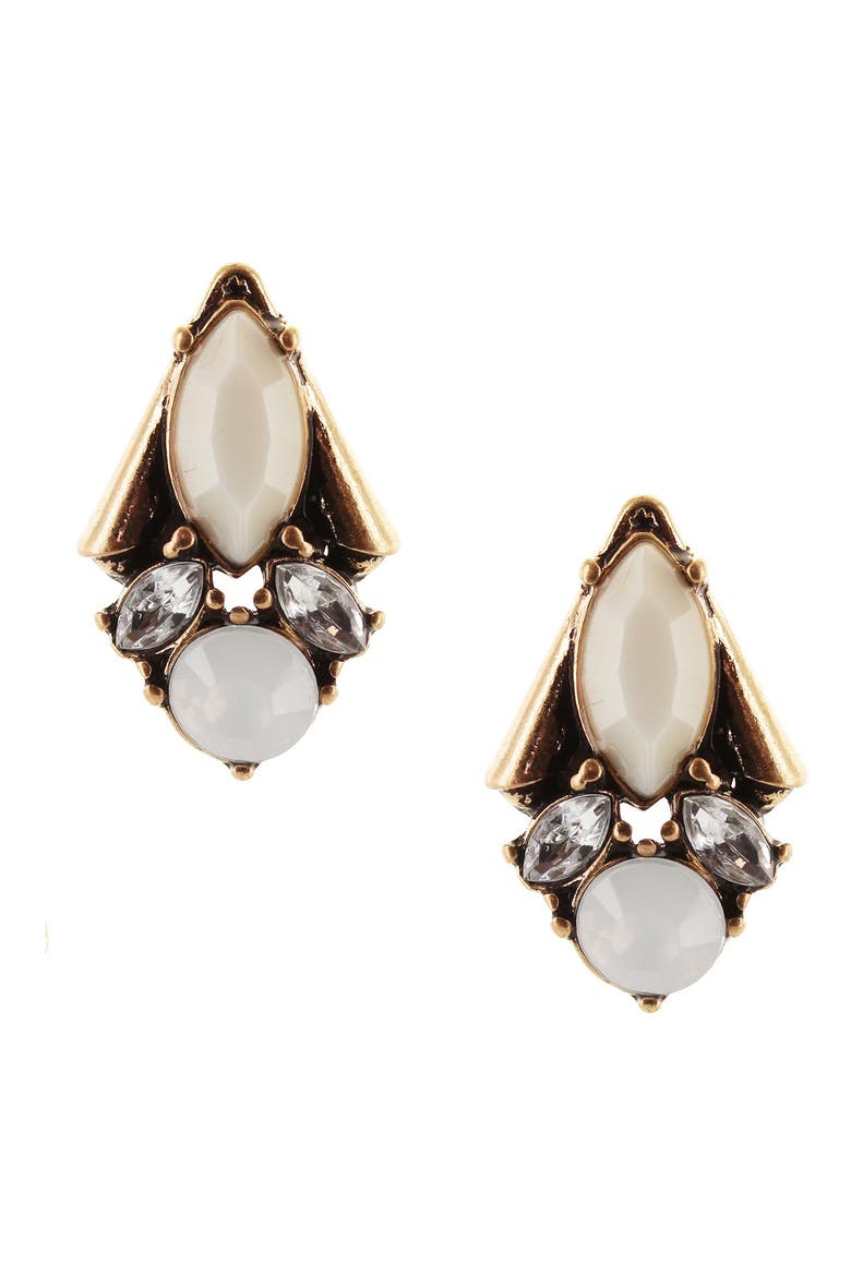 Stone Stud Earrings, Main, color, BURNISHED GOLD / NEUTRAL