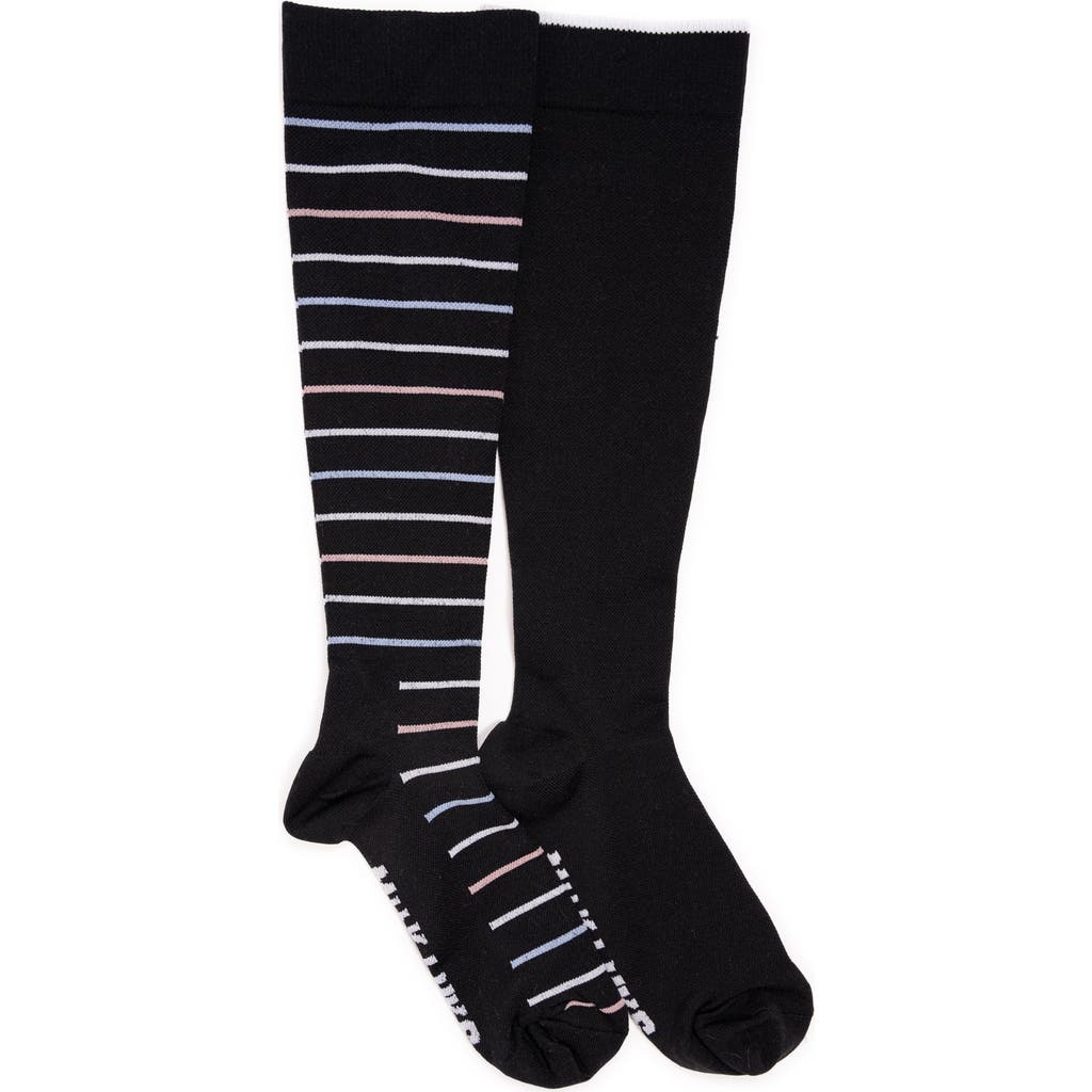 Muk Luks Nylon Blend Compression Socks 2 Pair Pack Wide Size