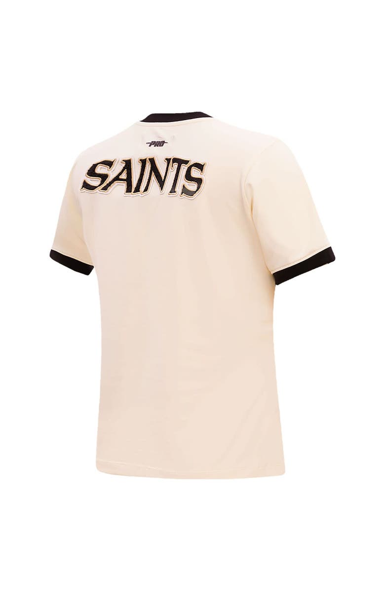 PRO STANDARD Women's Pro Standard Cream New Orleans Saints Retro Classic Ringer T-Shirt, Alternate, color,