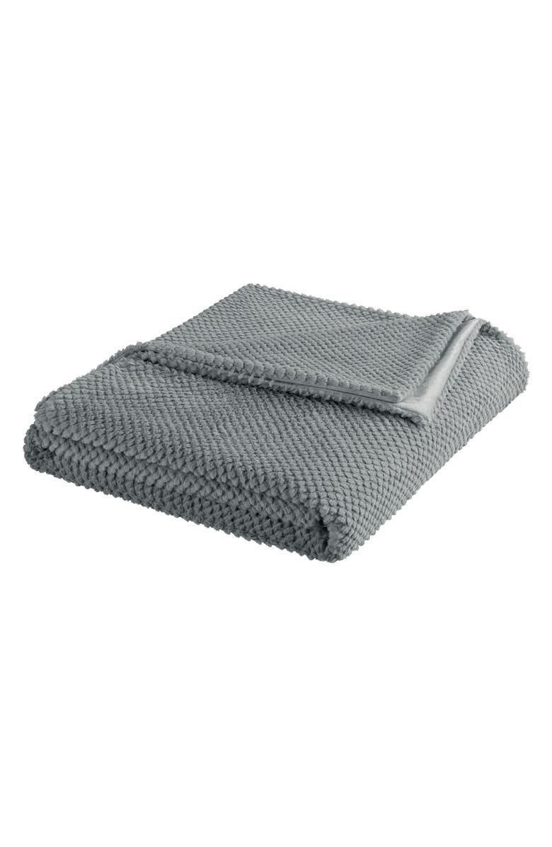Vellux Plush Texture Throw Blanket, Main, color, Charcoal
