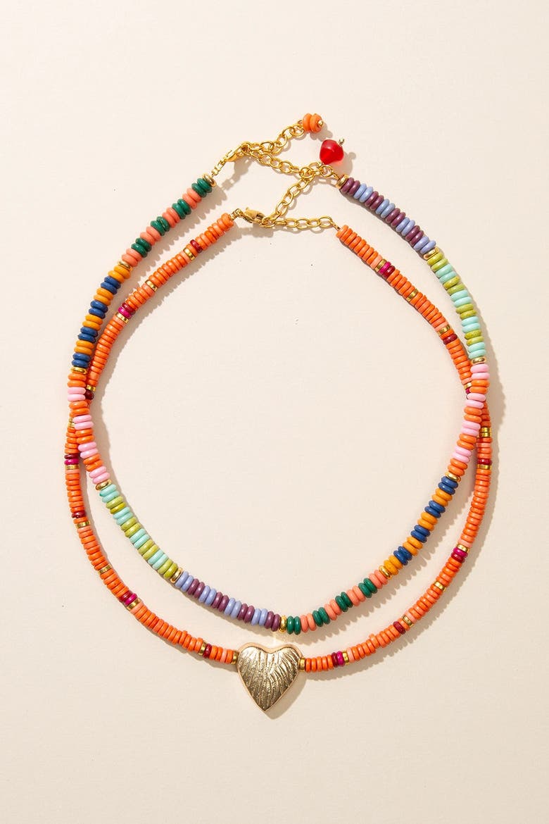Horizon Heart Necklace Set, Alternate, color, Gold