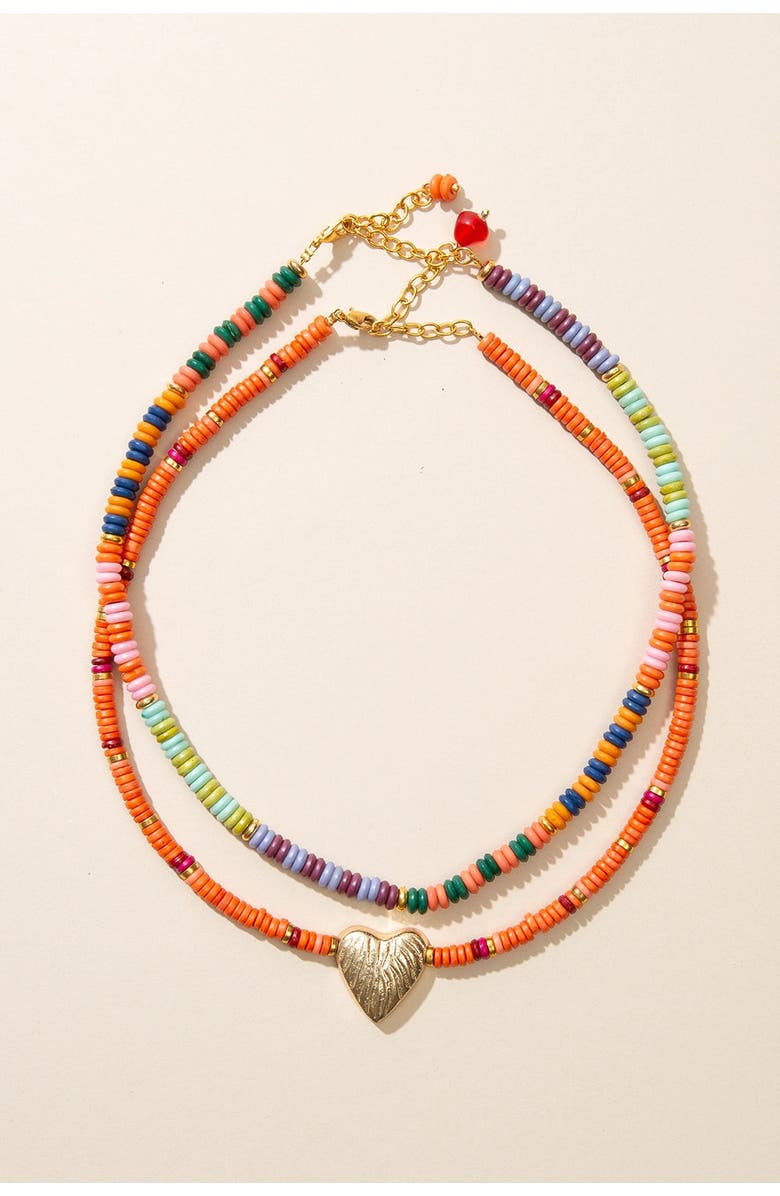 Noonday Horizon Heart Necklace Set, Alternate, color, Gold