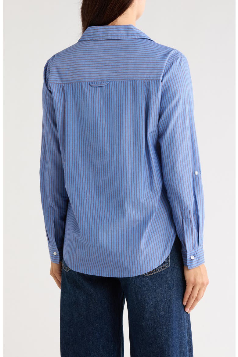 Carson Stripe Button-Up Shirt, Alternate, color, SAPHIRE DREAM