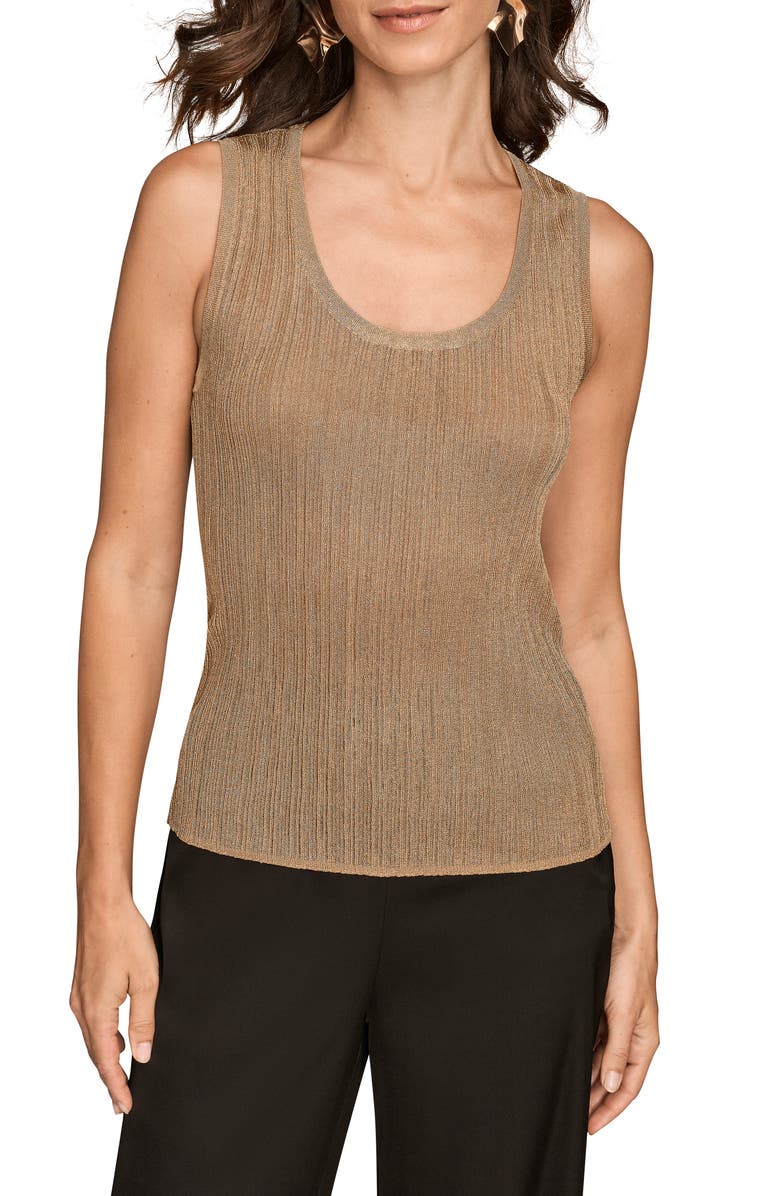 Donna Karan New York Metallic Scoop Neck Shell, Main, color, Gold