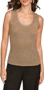 Donna Karan New York Metallic Scoop Neck Shell