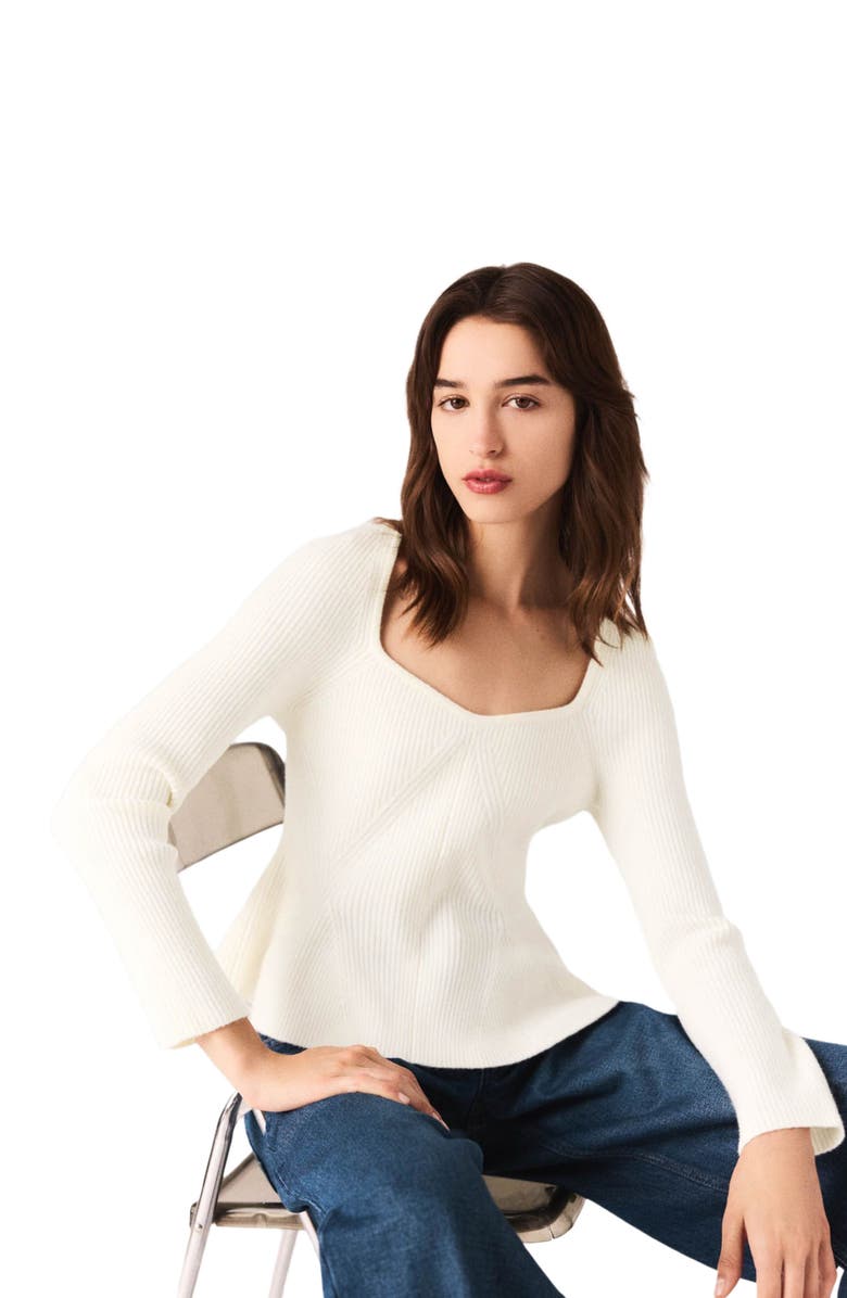 maje Peplum sweater, Alternate, color, Ecru