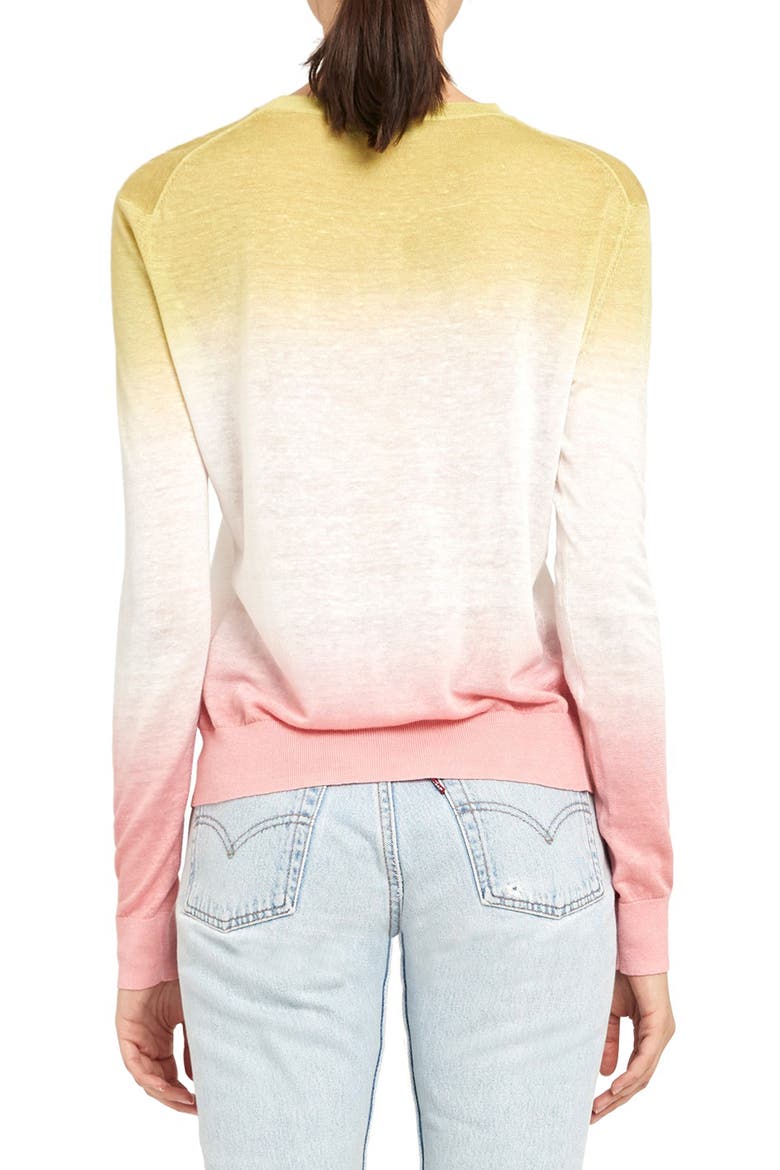 Dual Ombré Linen Blend Sweater, Alternate, color, PINK/ GREEN