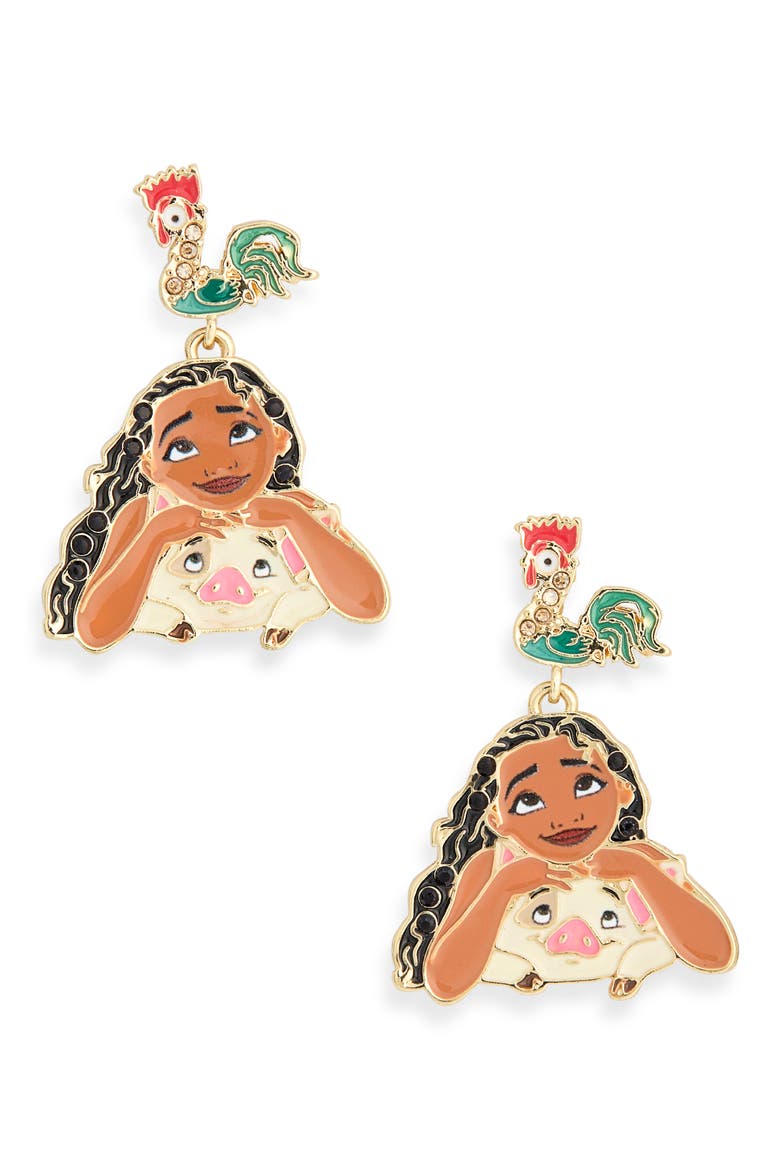 Disney Moana and Friends Drop Earrings, Alternate, color, BROWN