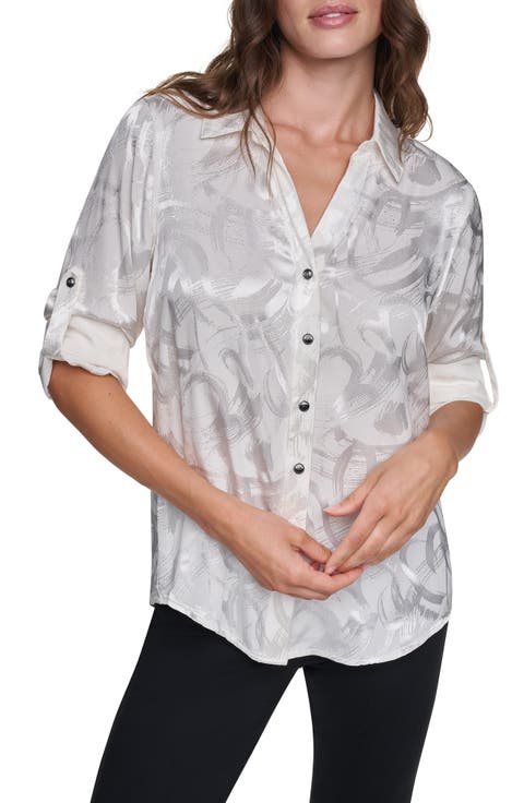 Roll Tab Sleeve Woven Shirt