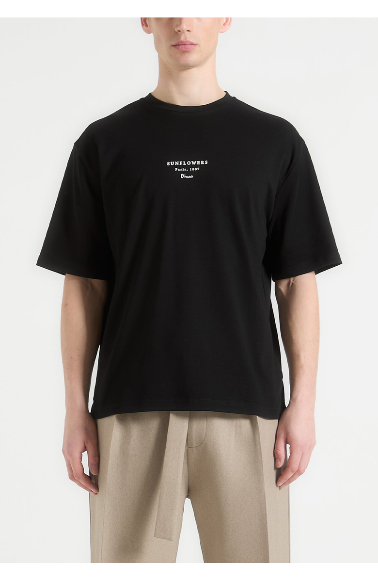 Manière De Voir Sunflowers Van Gogh Cotton T-Shirt, Alternate, color, Black